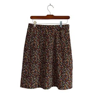 Lelis Collection Floral Mini Skirt Womens L Black Multi Color Zipper Accents‎